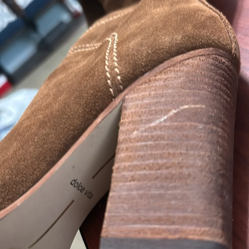 Dolce Vita Ohanna Saddle Suede Over The Knee Boots Stacked Heel Sz 7.5